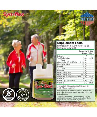 Synflex Liquid Glucosamine Original Formula with Chondroitin, Vitamins & Minerals - Berry Flavor | Joint & Cartilage Support Drink Supplement for Men & Women - 32 Day Supply - Buy Online on GoSupps.com