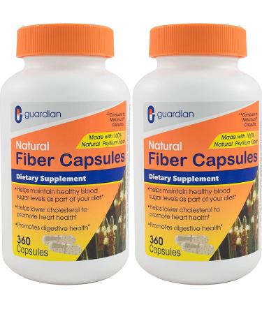 Guardian Fiber Capsules 720 Count, Natural Psyllium Husk Supplement (520mg per Capsule), Fiber Pills