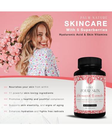 Palm Nature Love Your Skin Advanced Skincare Supplement - Cherry,Berry - 90 Vegan Capsules - Buy Online on GoSupps.com