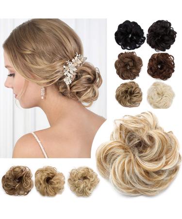 Sego Hair Extensions Hair extension Hair tie updos Dutt updo wavy of course Sandy Brown to blonde bleach-2 30 g (1 piece)