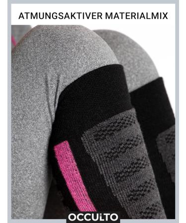 Occulto Children's Ski Socks 2-Pack (Charlie Model) - Size 31-34 Pink-Black | Perfect for Winter Sports - Buy Online on GoSupps.com
