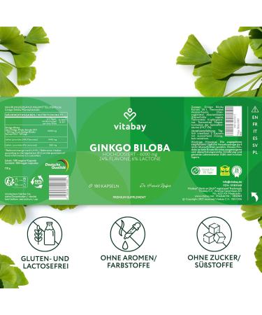 Vitabay Ginkgo Biloba 6000 mg - 540 Capsules | 24% Flavone & 6% Lactone | High-Quality & Lab-Tested | 3 Pack - Buy Online on GoSupps.com