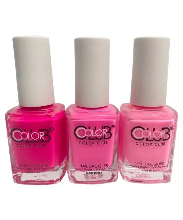Color Club Pink Nail Lacquer Set of 3 - Long Lasting Quick Dry Polish Set - Nail Polish for Nail Art and Salon Style