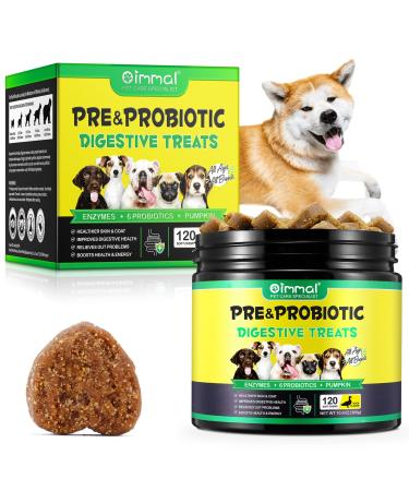 120 Count Probiotic Chews for Dogs (Duck Flavor), Probiotic Tablets for Dogs, Immune Support Supplement, Prebiotics for Dogs for Gut Health, Allergies