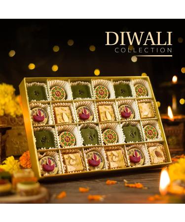 Laumiere Gourmet Fruits - Diwali Collection Rectangle - 1.1 Lbs - Indian Mithai Box - Fruits and Nuts Sweets - No Added Sugar - All Natural Ingredients - Diwali Gift Hamper - Indian Mithai Sweet Large (Pack of 1) - Buy Online on GoSupps.com
