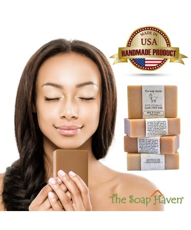 4 Pack Goat Milk Soap Bars with Honey - Handmade in USA | All Natural, Unscented & Fragrance-Free | Gentle for Sensitive Skin & Babies | SLS, Paraben & GMO-Free - Buy Online on GoSupps.com