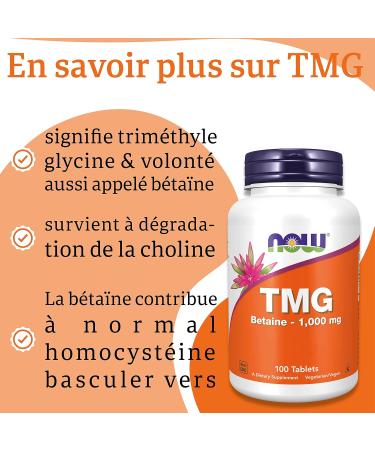Now Foods TMG (Trimethylglycine) 1 000 mg 100 Vegan Tablets Lab Tested High Dose Betaine Gluten Free Soy Free Vegetarian - Buy Online on GoSupps.com