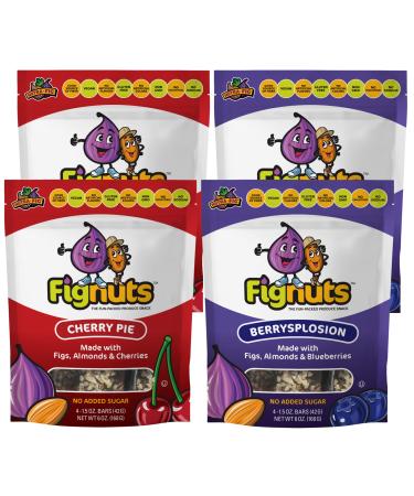 FigNuts Fig Bars - Gluten Free Fig Bars, Fig Bar with Real Fruit Snack Bar, Fruit Bars, Gluten Free, Non-GMO, High Fiber Whole Food Ingredients, No Added Sugar or Artificial Flavors - Variety Pack, 6 oz Bags (4 Pack)