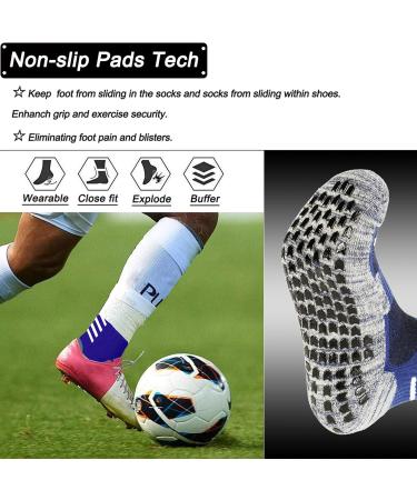 Slip-Proof Football Socks for Men & Women | Anti-Slip Grip Socks for Rugby Basketball Yoga Hiking & Running | Navy 3-Pack - Buy Online on GoSupps.com
