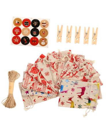 LALAFINA 24pcs Storage Bag Xmas Ing Adorable Bags Christmas Pouch Linen Candy Draw Convenient