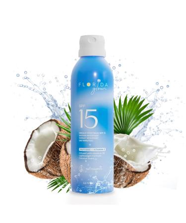 Florida Glow SPF 15 Sunscreen Spray - Hawaii 104 Reef Act & Florida Keys Compliant Broad Spectrum Water Resistant - Sun screen protector for face and body PABA-Free & Oxybenzone Free (5.5 Fl Oz)