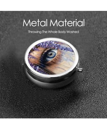 Buy Blue Flowers & Eyes Portable Metal Pill Box | Round Mini 3-Compartment | Ideal for Small Pills | Travel Essential | International Shipping - Buy Online on GoSupps.com
