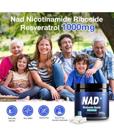 NAD+ Supplement-Liposomal Nicotinamide Riboside Resveratrol 1000mg Pure Organic Supplement for Healthy Aging Brain Cellular Energy 80 Capsules - Buy Online on GoSupps.com
