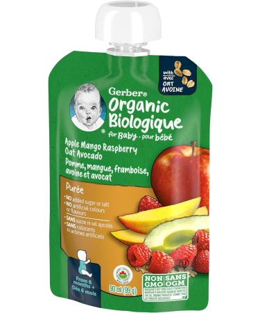 GERBER Organic Baby Pur e Apple Mango Raspberry Avocado Oat 90 ml - Buy Online on GoSupps.com