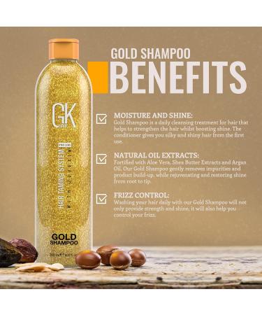 Buy GK HAIR Global Keratin Gold Shampoo 250ml - Argan Oil & Shea Butter for Shine & Protection - Suitable for All Hair Types - Buy Online on GoSupps.com