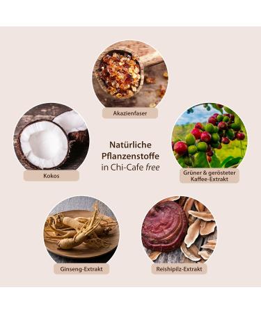 Chi-Cafe Free 250g - Vegan Powder with Green & Decaffeinated Coffee Rice Mushroom Fiber Coconut Magnesium & Vitamin B12 | 50 Cups of Health - Buy Online on GoSupps.com