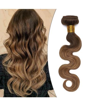 SEGO Brazilian Human Hair Bundles Real Hair Body Wave Weave Virgin Extensions 100% unprocessed Brazilian medium brown/chestnut brown "-1 bundle