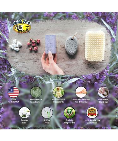 Amish Farms Natural Soap Bar (4 Bars) with Exfoliating Sage Lavender Scent | Handmade in USA | Vegan Face & Body Scrub for Sensitive Skin - 4oz (Pack of 4) - Buy Online on GoSupps.com
