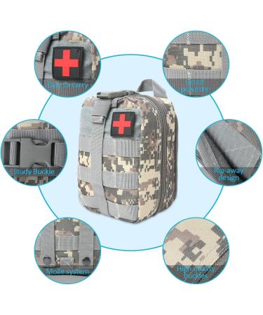 Waterproof Tactical First Aid Pocket Kit - Molle EMT Pouch for Outdoor Camping Travel & Adventure (Camo Gray) - Buy Online on GoSupps.com