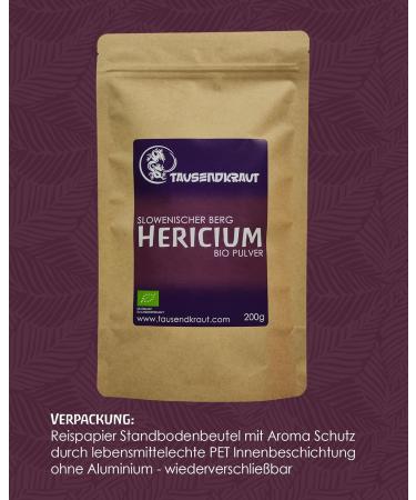 Hericium Bio Powder - Lion's Mane 200g | Premium Quality EU Produced | Sustainable German Brand | High Safety Standards - Shop Now! - Buy Online on GoSupps.com