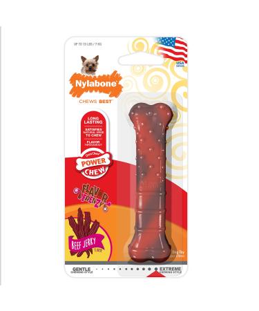 Structured nylabone dura chew beef-jerky-power-chew-chewing bones for extremely heavy chewing dogs-size XS-for dogs up to 7 kg multi-colored XS