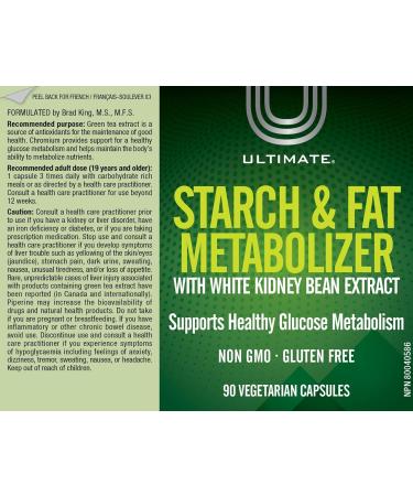 Ultimate Starch and Fat Metabolizer 90 vegetarian capsules White Kidney Bean Extract Green Tea Extract Chromium Gymnema Extract BioPerine Supports Healthy Glucose Metabolism - Buy Online on GoSupps.com