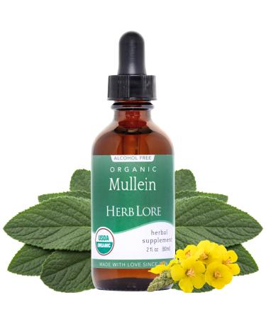Herb Lore Mullein Tincture - Organic Mullein Drops for Lungs - Alcohol Free - 2 fl oz 2 Fl Oz (Pack of 1)