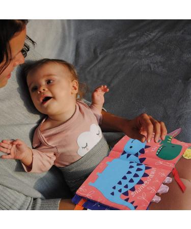 SOSPIRO Baby Cloth Book - Soft Baby Book with 3D Animal Tails for Toddlers | Safe Nontoxic Learning Toy for Babies 0-3 Years (Dinosaur) - Buy Online on GoSupps.com