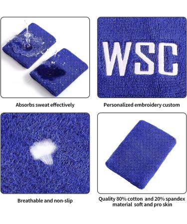 Personalized Embroidered Wrist Sweatband Set for Sports - Custom Letters - Ideal for Tennis, Basketball, Running, Gym - Protect Your Wrist - 2 Pieces - Buy Online on GoSupps.com
