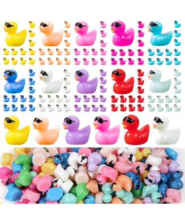 120Pcs Resin Mini Ducks Tiny Ducks Mini Resin Animals to Hide with Sunglasses Miniature Ducks for Dollhouse Crafts Garden Landscape Ornament Aquarium DIY Accessories Potted Decorations (10 Colors) Regular
