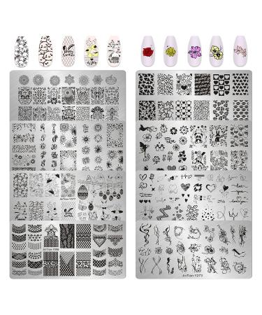 LoveOurHome 8pc Nail Stamping Kit | Geometric Flower Heart Designs | French Manicure Stamps for Women and Girls - Buy Online on GoSupps.com