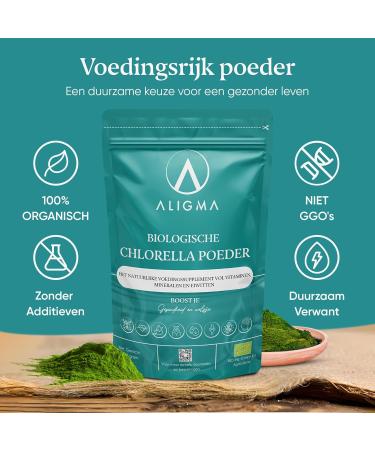 Aligma Organic Chlorella Powder 250 Grams for Immune System Booster Super Greens Powder Natural Source of Vegan Protein Minerals & Vitamins Resealable Packaging - Buy Online on GoSupps.com