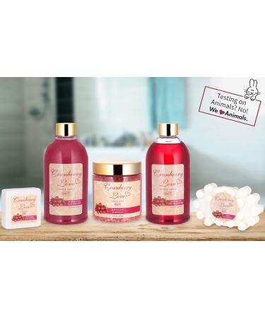 BRUBAKER Cosmetics Bath and Shower Set - Cranberry Love 6-Piece Gift Set in Golden Decorative Tub | Perfect for Gifting - Buy Online on GoSupps.com