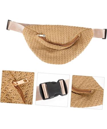 jojofuny 1pc Straw Shoulder Chest Bag Mini Belt Bag Summer Fanny Bag Simulation Straw Chest Bag Fashion 31x16x2cm Dark Brown - Buy Online on GoSupps.com