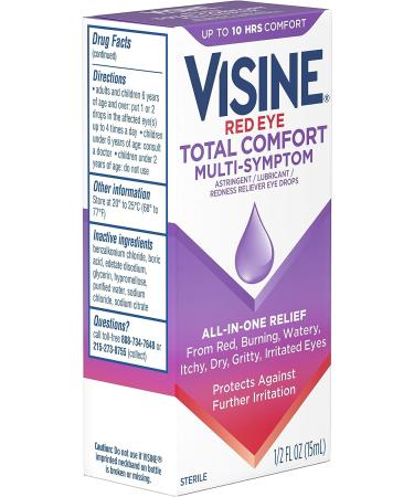 Visine Red Eye Total Comfort Multi-Symptom Eye Drops 0.5 fl. oz - Pack of 4 - Buy Online on GoSupps.com