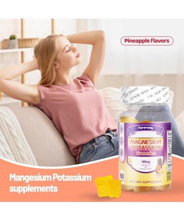 FaroromyPotassium Magnesium Gummies Sugar-Free Magnesium Glycinate Supplement Supports Leg Comfort Muscle Function & Heart Health Non-GMO Pineapple Flavor 60 Count - Buy Online on GoSupps.com