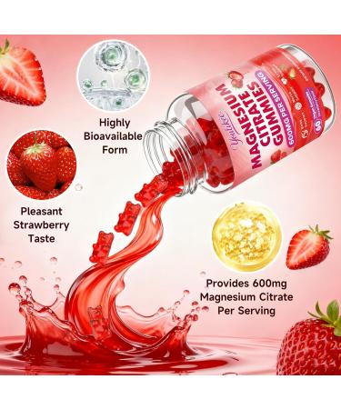 Magnesium Citrate Gummies High Absorption Magnesium Gummies for Adults Magnesium Supplement for Relaxation Vegan Sugar-Free Strawberry Flavor 60 Count - Buy Online on GoSupps.com