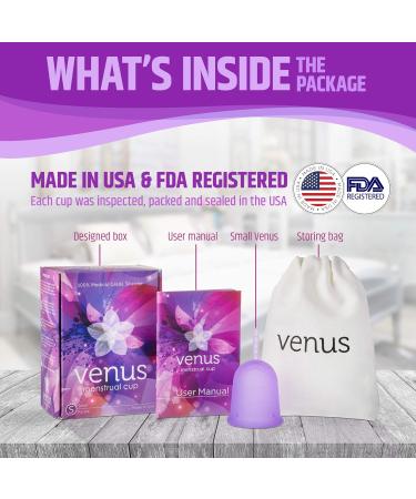 Venus Menstrual Cup - 100% Medical Grade Silicone - Eco-Friendly Period Cup - Small Size - Made in USA - Reusable Tampon Alternative - Buy Online on GoSupps.com
