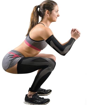 Graduated Compression Arm Sleeve - Medical Grade 20-30mmHG for Men & Women | Lymphedema & Circulation Support - Medium Black - Buy Online on GoSupps.com