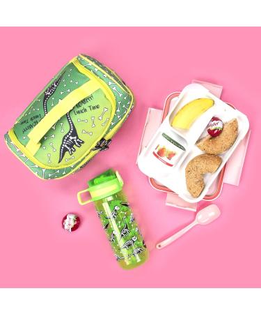 Fringoo Dinosaur Lunch Time Kids Water Bottle with Straw 600ml - BPA Free & Reusable - Buy Online on GoSupps.com