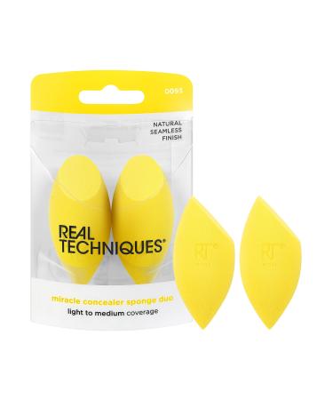 Real Techniques Miracle Concealer Sponge Makeup Blending Sponge For Liquid & Cream Concealer Elongated Shape For Precise Application Under Eyes & Tight Areas Yellow Sponge Latex-Free Foam 2 Count - Buy Online on GoSupps.com