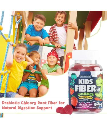 Kids Fiber Gummies - Plant Based Digestive Health Supplement for Children - Non-GMO Prebiotic Fiber Gummy with Chicory Root - Strawberry Flavored - 60 Gummies - Buy Online on GoSupps.com