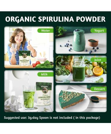 ATNreuro Organic Spirulina Powder 32oz USDA Certified 100% Pure & Natural Non-GMO Gluten-Free Detox & Energy Boost Rich in Protein Iron Antioxidants Superfood for Smoothies Ideal for Vegan - Buy Online on GoSupps.com