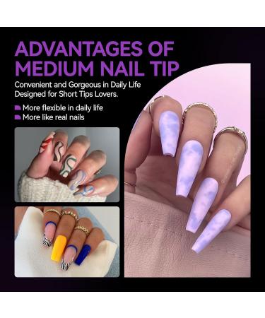 Gelike EC Medium Coffin Nail Tips - 120PCS Full Cover False Nails for Extensions - PMMA Resin Clear Press on Nails - 12 Sizes - Buy Online on GoSupps.com