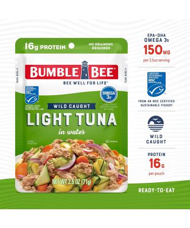 BUMBLE BEE Premium Light Tuna Pouch in Water 12-Pack - High Protein Keto Snack, Gluten Free, Ready to Eat 2.5oz Pouch - Buy Online on GoSupps.com
