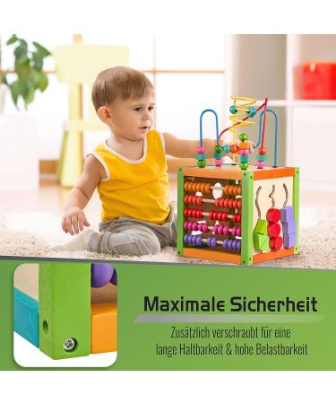 Balinco 5-Sided Activity Cube for Babies | Wooden Motor Skills Toy with Labyrinth Abacus & Shapes - Ideal for 6 Months+ - Buy Online on GoSupps.com
