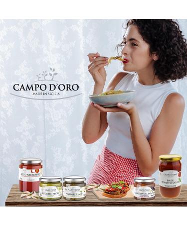 Campo D'Oro Trapanese Pesto Sauce with Tomato, Basil & Almonds - 6.3oz (180g), 100% Made in Italy - Buy Online on GoSupps.com