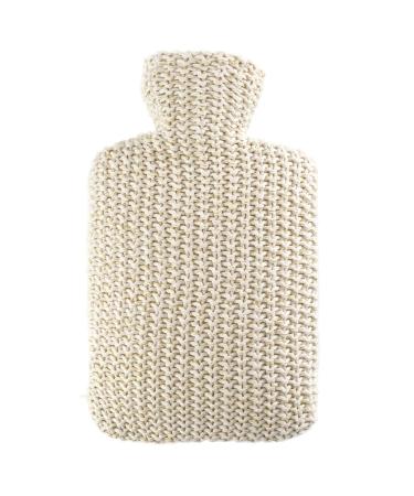 Hugo Frosch hot water bottle classic 1.8 l with knitted cover Lurex cream - Buy Online on GoSupps.com