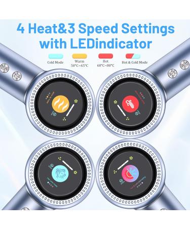 AOMEES 1600W Professional Ionic Hair Dryer - High Speed HD Display 4 Temp Modes & Memory Function - Sky Blue Metal - Buy Online on GoSupps.com