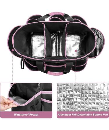 LoDird Cleaning Caddy Bag - 3 Compartment Organizer with Multifunctional Pockets - Handle and Shoulder Strap - Black/Pink - Buy Online on GoSupps.com